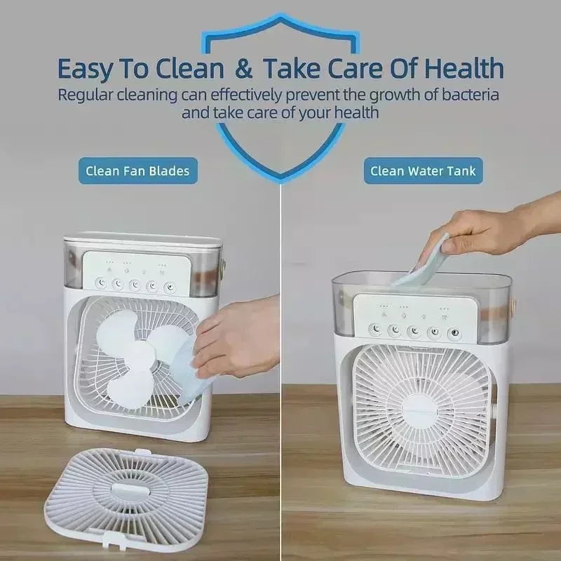 New LED 3 in 1 Fan Air Conditioner Household Mini Air Cooler Night Light Portable Humidifier Air Adjustment Fan Office Home Fan