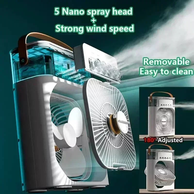 New LED 3 in 1 Fan Air Conditioner Household Mini Air Cooler Night Light Portable Humidifier Air Adjustment Fan Office Home Fan