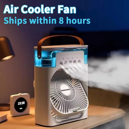 New LED 3 in 1 Fan Air Conditioner Household Mini Air Cooler Night Light Portable Humidifier Air Adjustment Fan Office Home Fan