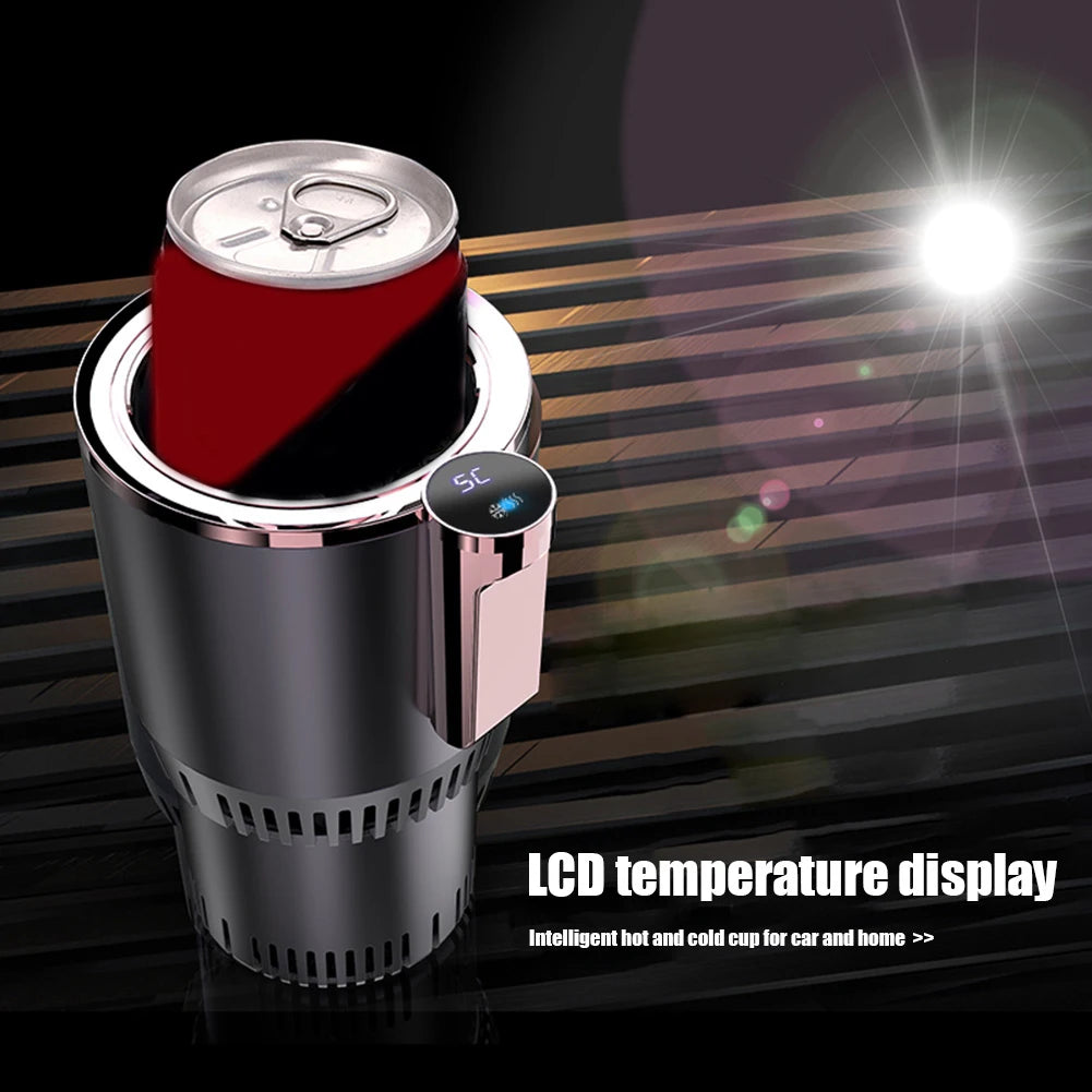 2 in 1 Portable Smart Car Cup Cooler Warmer Drinks Holder Home Fast Refrigeration Cooling Heating Mini Touch Screen Beverage Mug
