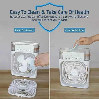 New LED 3 in 1 Fan Air Conditioner Household Mini Air Cooler Night Light Portable Humidifier Air Adjustment Fan Office Home Fan