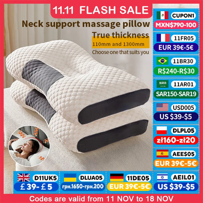 New Neck Pillow Help Sleep and Protect the Neck Cervical Orthopedic Household Soybean Fiber Massage SPA Pillow for Sleeping